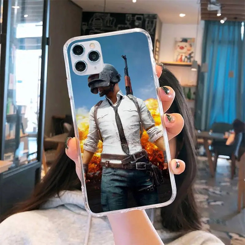 

Hot game pubg Phone Case Transparent for iPhone 6 7 8 11 12 s mini pro X XS XR MAX Plus