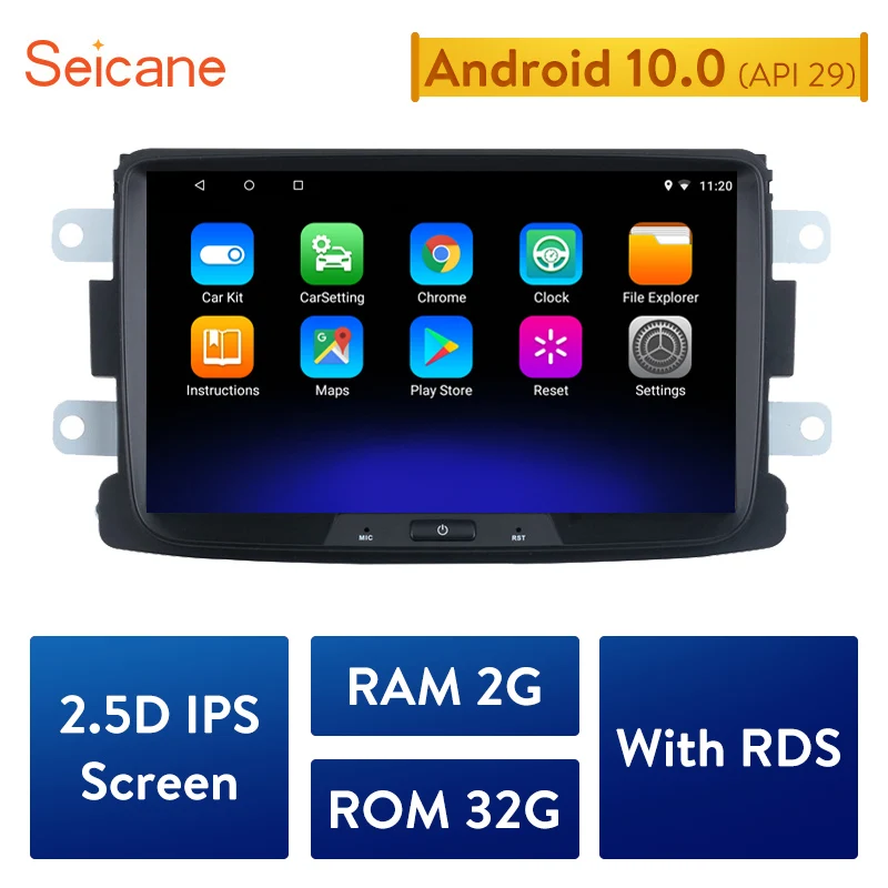 Seicane Автомобильный мультимедийный плеер 2din 8 &quot2 Гб ОЗУ Android 10 0 GPS радио для Renault