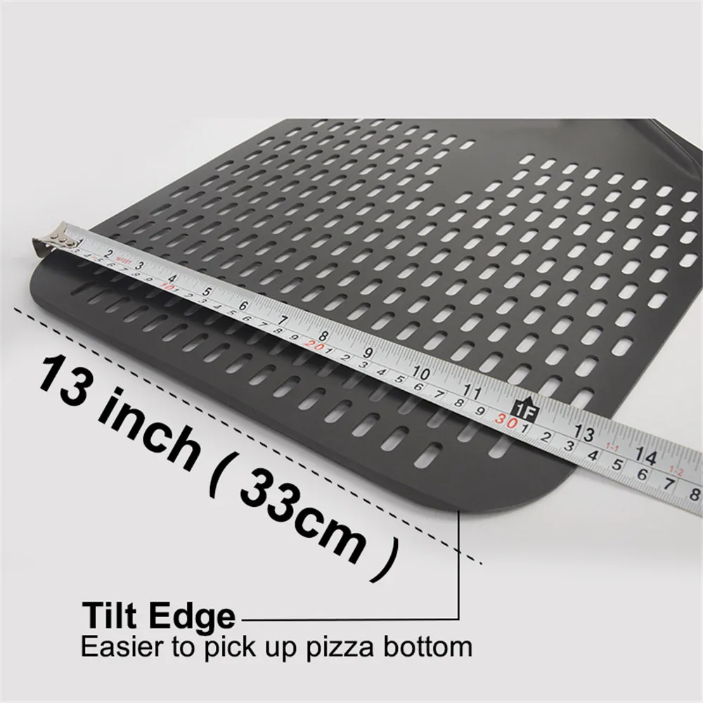 

Pizza Shovel Tool Baking Tools Easy To Store Aluminum Portable Rectangular Kitchenware Hard Coating 35cm Perforated Turning Peel