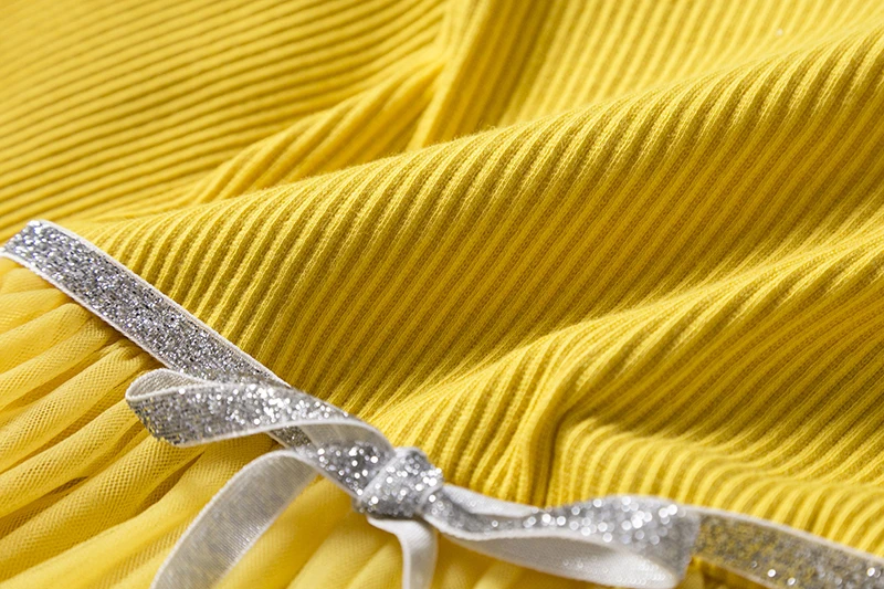 Осенне-зимнее трикотажное платье-пачка из тюля с длинным рукавом для девочек