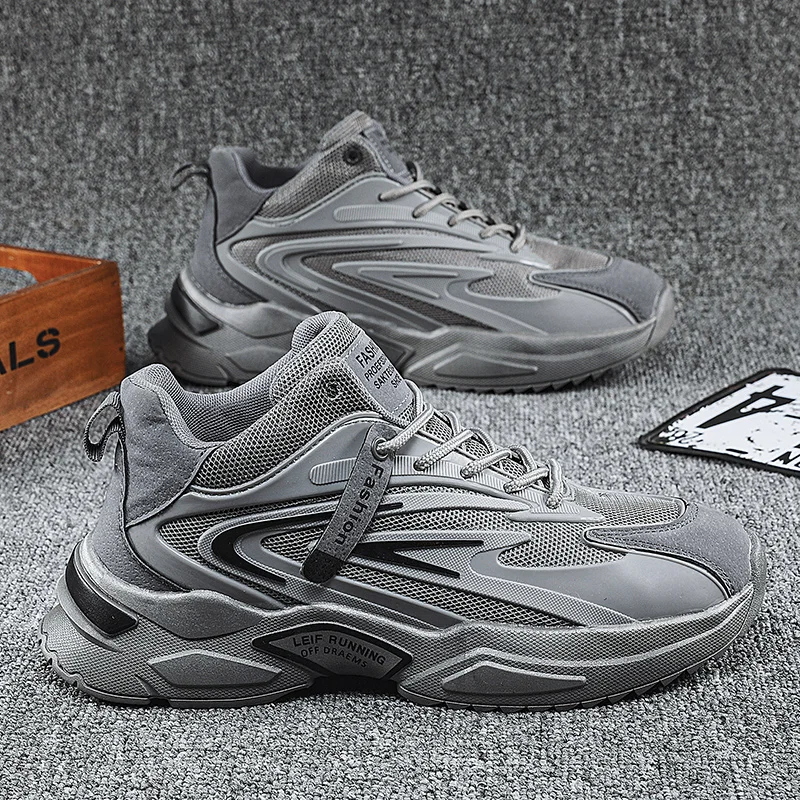 

Men's Sports Shoes 2021 Thick-soled Mid-cut Mesh Breathable Lightweight Fashion Casual Shoes Outdoor All-match Running Shoes