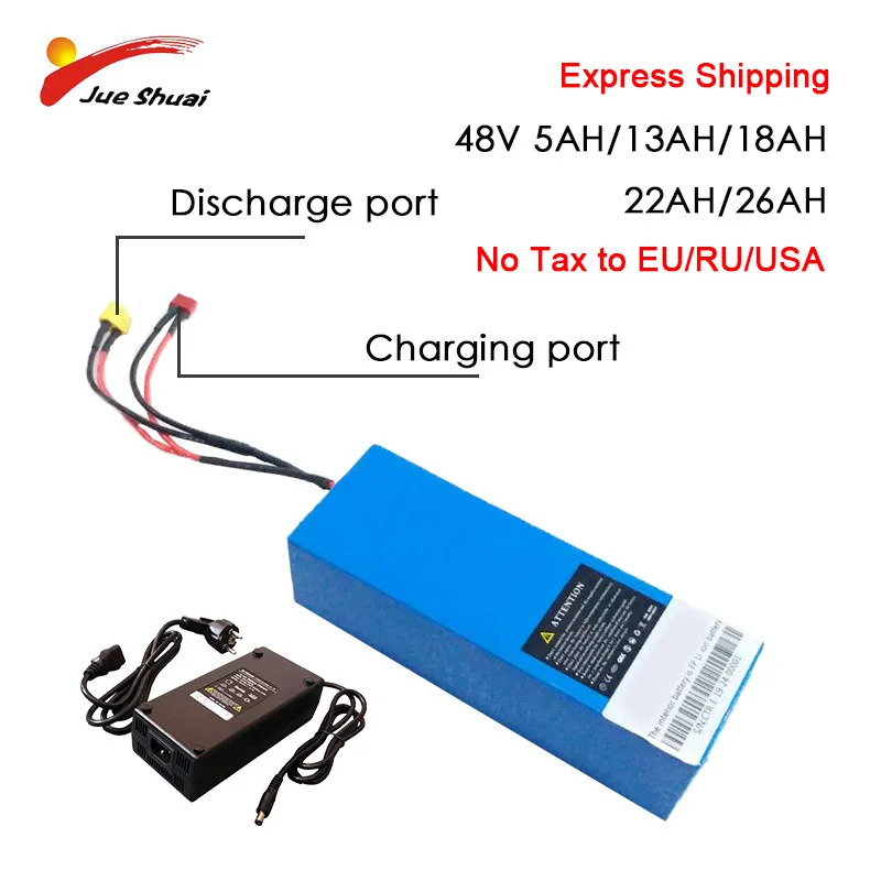 

To Tax to EU Electric Scooter Battery 500W 48V Li-Ion Battery Pack 48V 26AH Scooter Battery With PVC Case with BMS 2A Charger