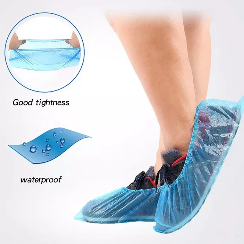 100 шт./упак. водонепроницаемые чехлы для ботинок пластиковые одноразовые бахилы