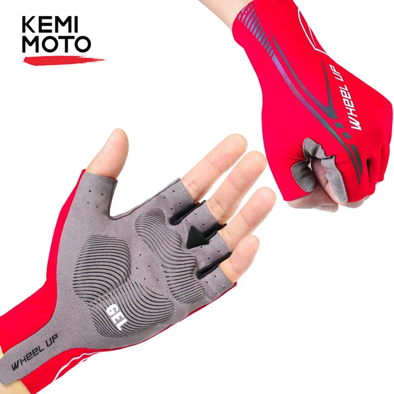 

KEMIMOTO Cycling Gloves Anti-Slip Anti-Sweat Motorcycle MTB Road Bike Bicycle Sports Padded Cycling Gel Gloves Bike Half Finger