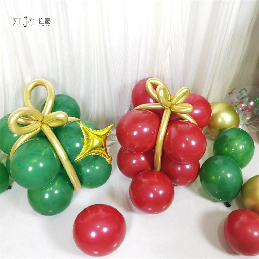 Conjunto de globos de papel rojo y verde para Navidad, adorno para fiesta de navidad-2