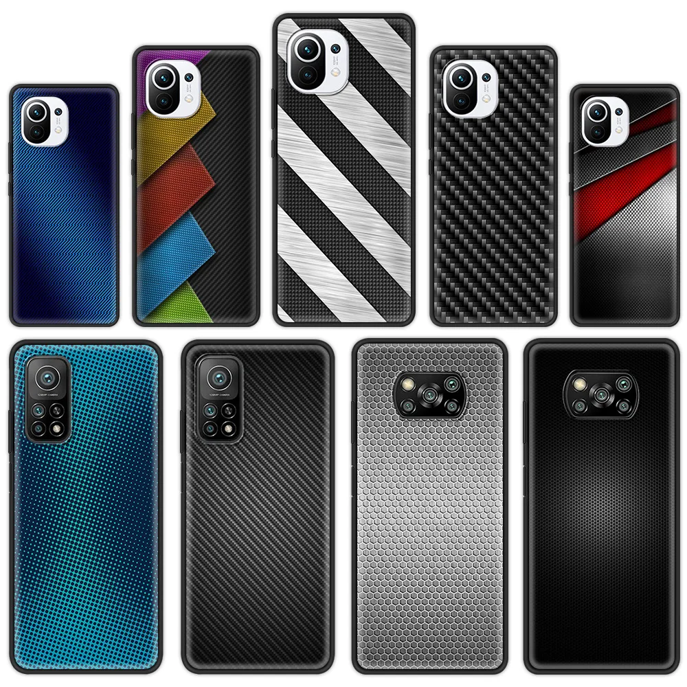 

Carbon Structure Fiber Phone Case for Xiaomi Mi 11 Ultra Poco X3 NFC Note 10T Pro Lite for Mi 9T 9 10 CC9 Silicon Cover Coque