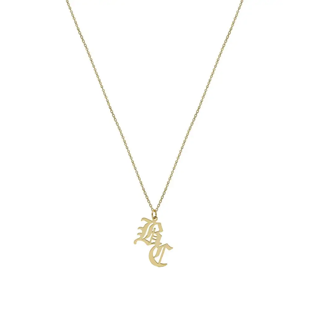 

2021 New Two Letter Necklace Women Initial Letter Pendant Necklace Rhinestone Ancient English Letter Custom Necklace Simple Gift