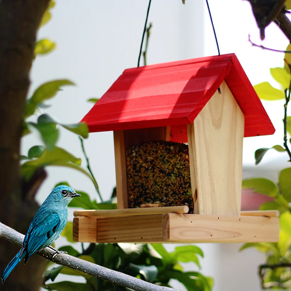 

Bird Feeder Birdhouse Feeder Wooden Bird Feeder Hanging Feeding Station for Wild Birds Yard Garden Decor