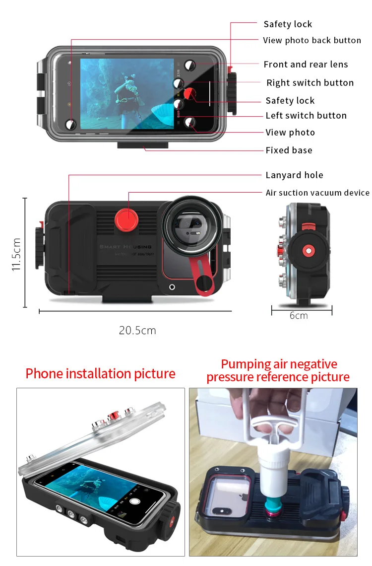 Дайвинг водонепроницаемый корпус телефона чехол для iPhone 6 7 8 Plus X XS Max huawei P30 mate 20 Pro Чехол сумка подводная фотография