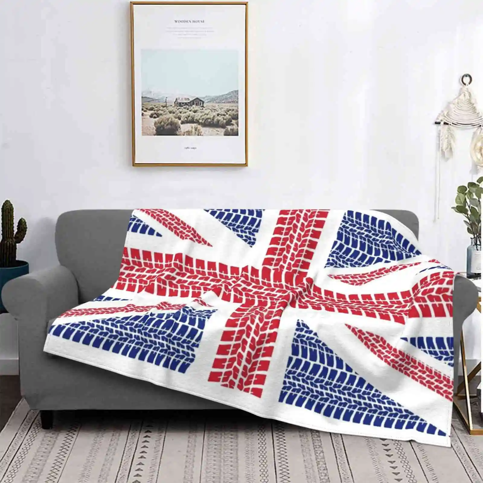 

Pista de neumáticos bandera británica de Union Jack, estilo de tendencia, manta suave a la moda divertida, solo británico, coche
