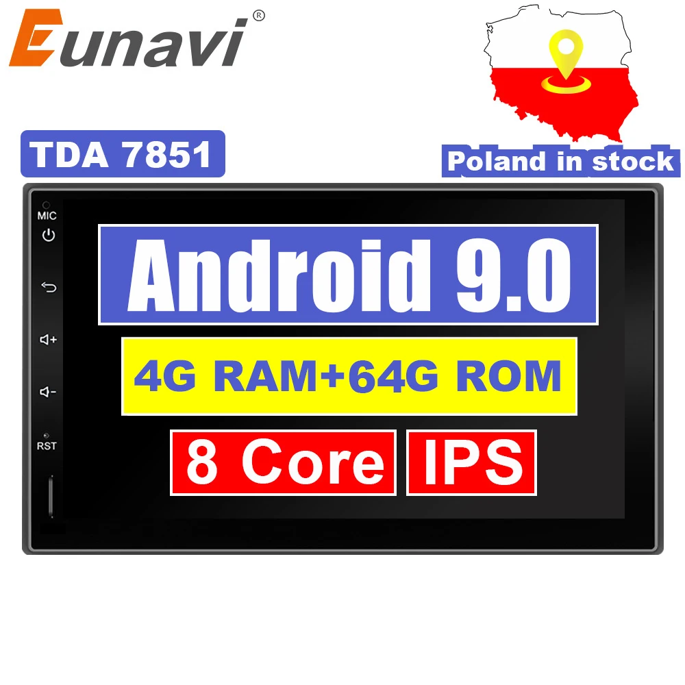 Eunavi 2 Din 7 ''Android 9,0 универсальный автомобильный Радио двойной din Стерео gps навигация в тире ПК видео wifi USB 2din BT сенсорный экран