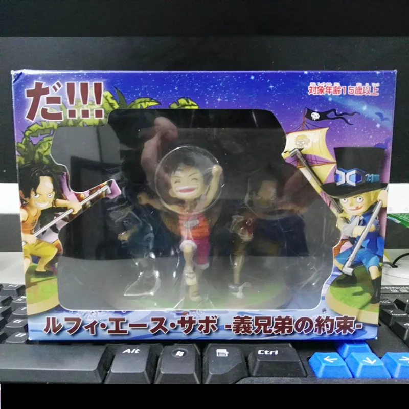 

9cm 3PCS/set One Piece anime figurine Monkey D Luffy Ace Sabo Three brothers set PVC Action Figure Collection Model Toys doll