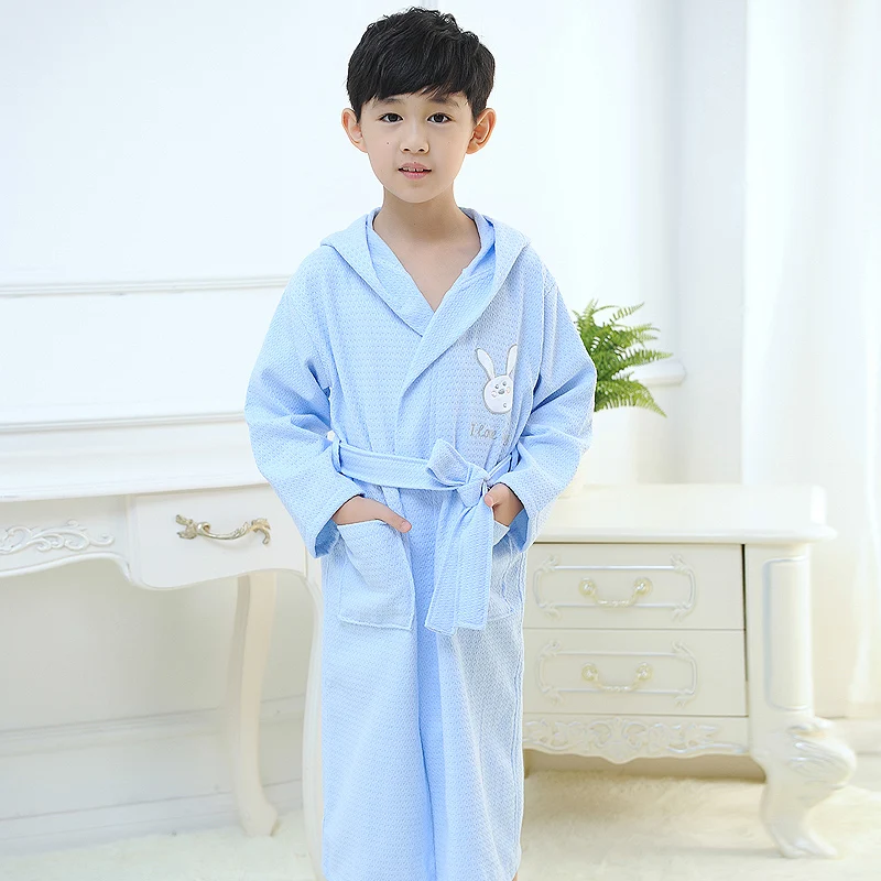 Халат с капюшоном и мультяшным кроликом для мальчиков девочек хлопковый мягкий