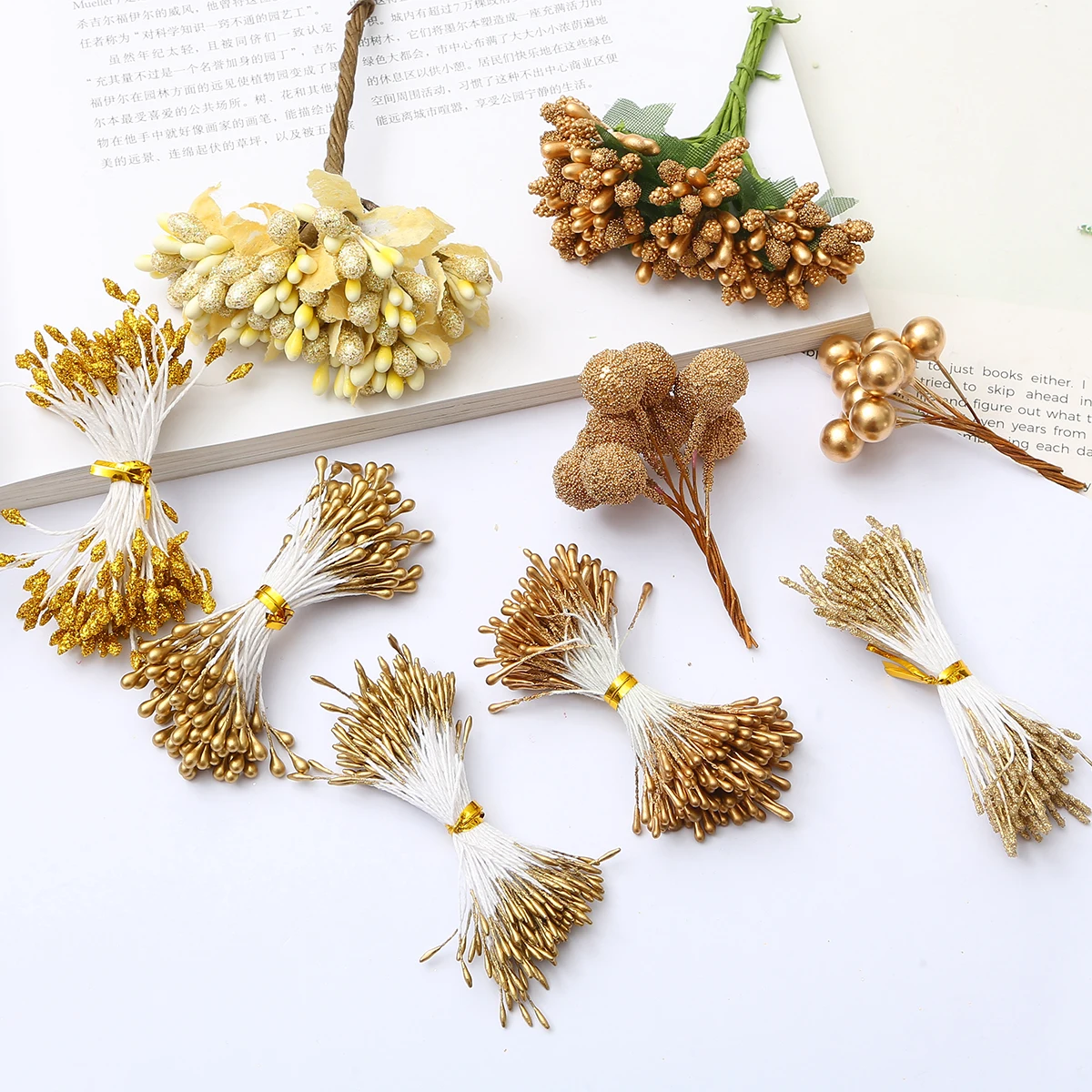 Шампанское золото смешанные цвета 10 стилей цветок тычинки вишни ягоды 60 120 мм DIY