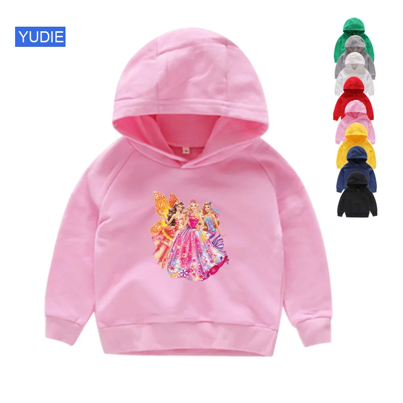 girls Hoodies pink Футболка для девочек; хлопковая одежда для малышей Kawaii; милые топы с короткими рукавами; детские толстовки с капюшоном; Свитшот; teeTops; Модная одежда для малышей - Цвет: girls Hoodies pink