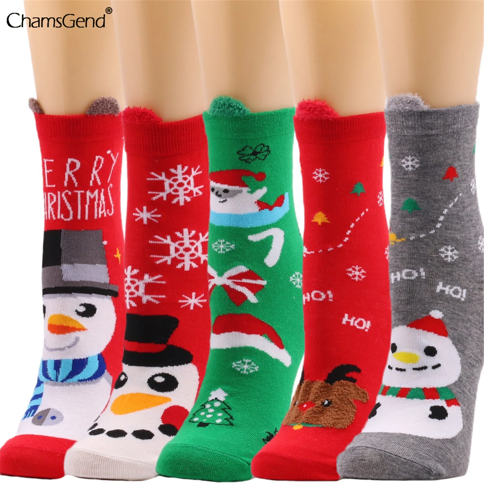 Женские рождественские носки 1 пара хлопковые мягкие с Санта-Клаусом снежинкой