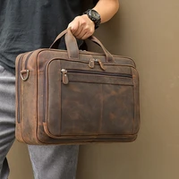 maheu top qaulity brand briefcase bag for men male business bag vintage designer handbag laptop briefcase crazy horse leather