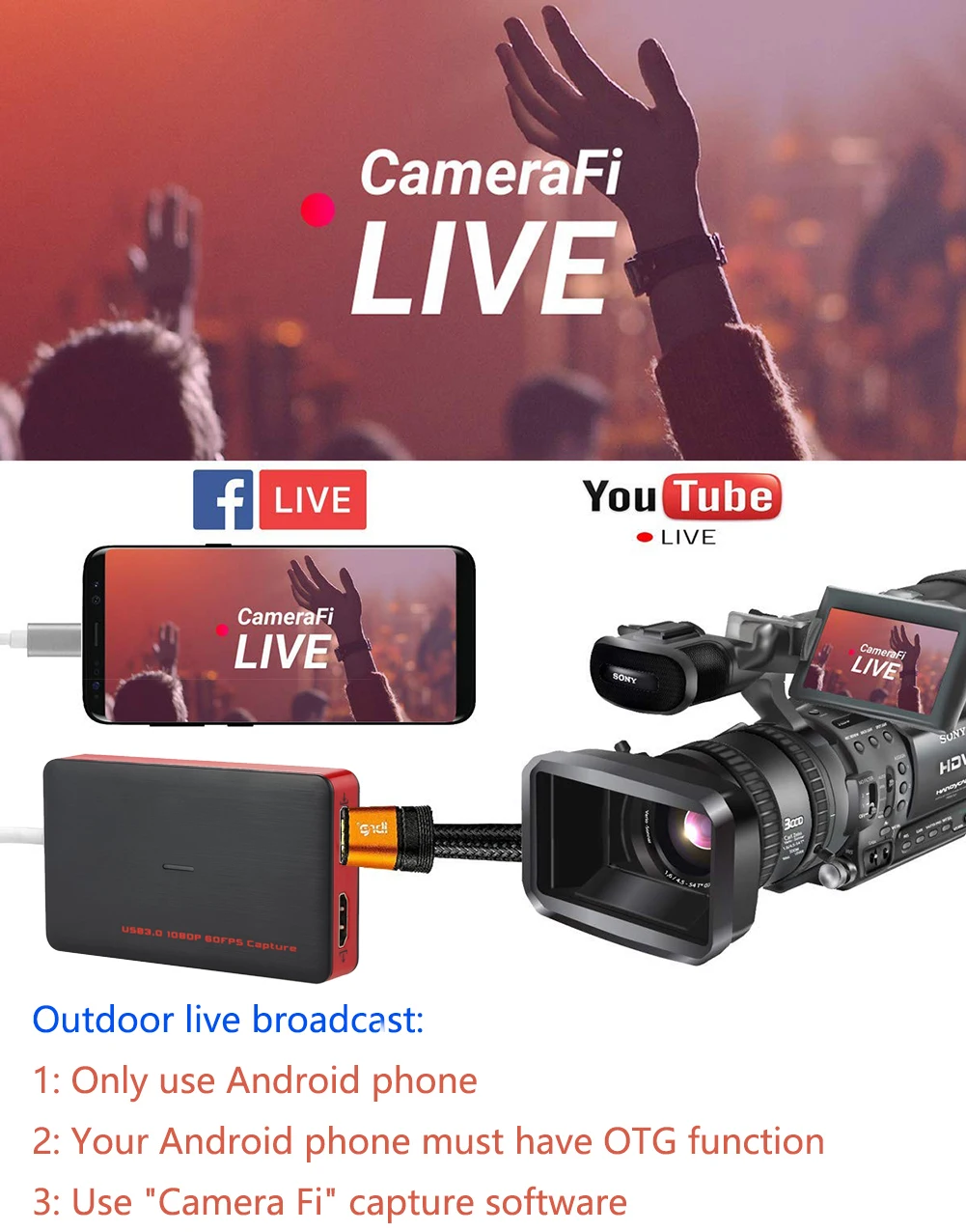 Y& H HD 1080P 60fps игровая карта захвата HDMI к USB 3,0 видео рекордер устройство для Winodws Mac Linux поддержка живого потока ezcap261