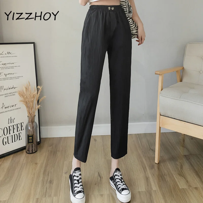 

Женские брюки-шаровары с высокой талией, до щиколотки, весна-лето