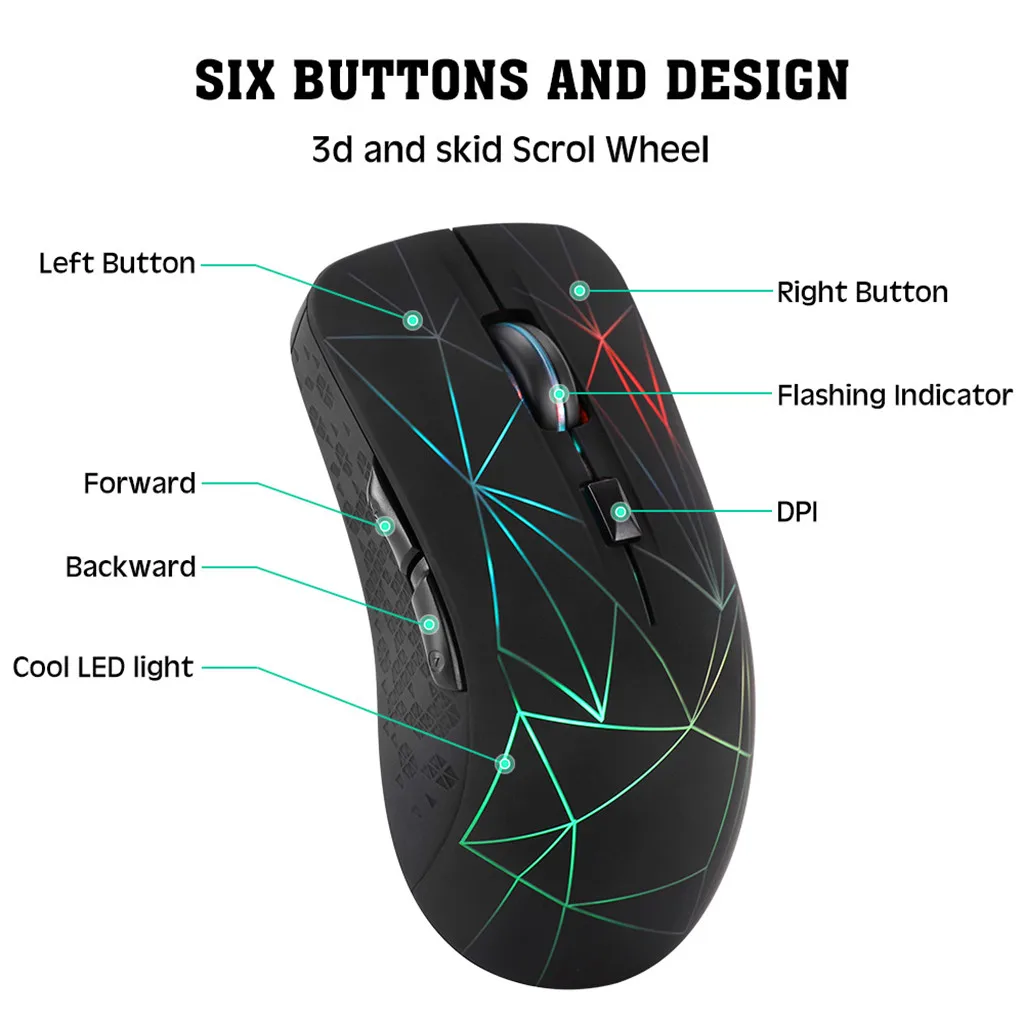 

Wireless Mouse Computer Bluetooth Mouse PC Mause Rechargeable Ergonomic Gaming Mouse 2.4Ghz USB Optical Mice For Laptop PC Games