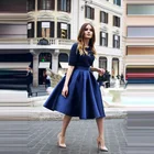 Женские атласные Короткие юбки, темно-синие трапециевидные юбки для выпускного вечера, одежда для вечевечерние НКИ, 2020