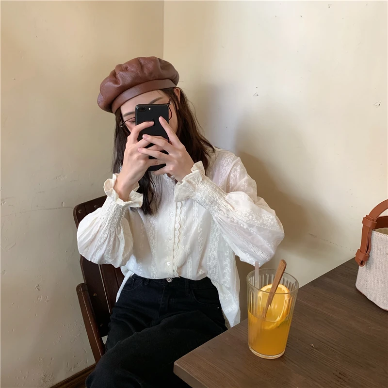 REALEFT осень длинный рукав корейский OL стиль элегантные кружевные женские шорты и