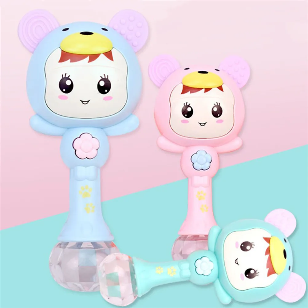 3 цвета детская погремушка музыкальный песок молоток игрушка мигающий пазл для