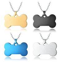 new dog bone dog tag stainless steel black blank pet tag glossy army tag pendant steel necklace party jewelry anniversary gift