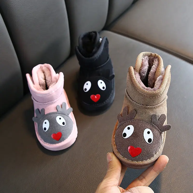 Унисекс 2020 милые зимние ботинки с оленем для девочек детские мальчиков теплые