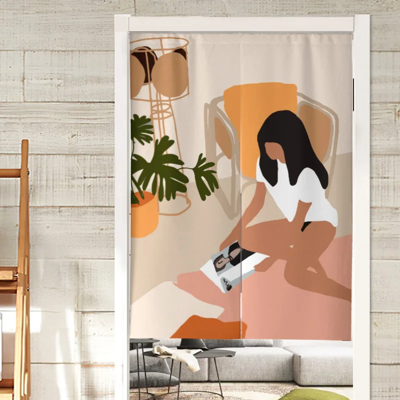 Штора для входной двери подвесная полузанавеска в скандинавском стиле спальни