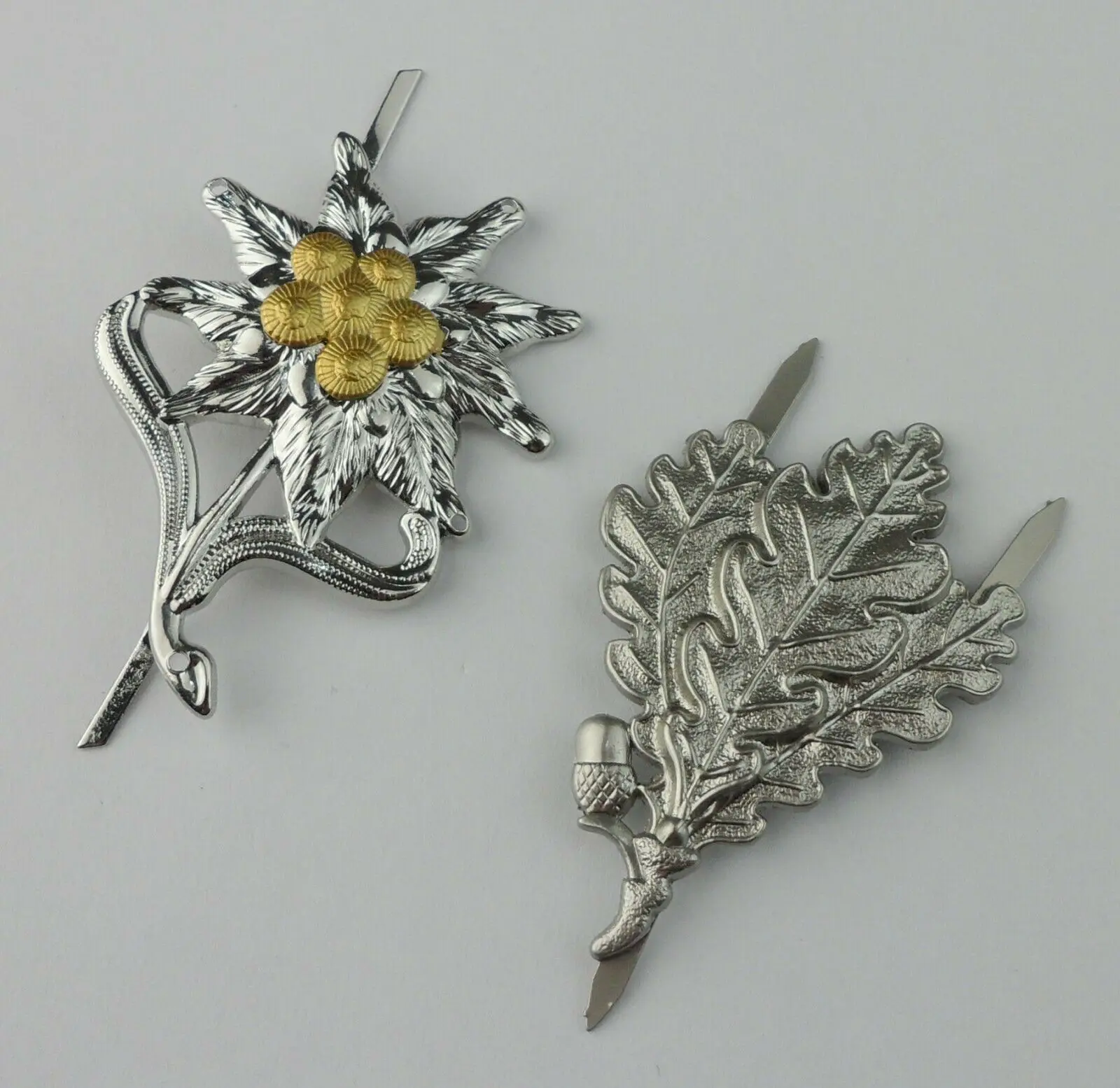 tomwang2012. 3 TYPES 3PCS WW2 GERMAN COMBAT CAP BADGE OAK LEAF EDELWEISS PINS | Спорт и развлечения
