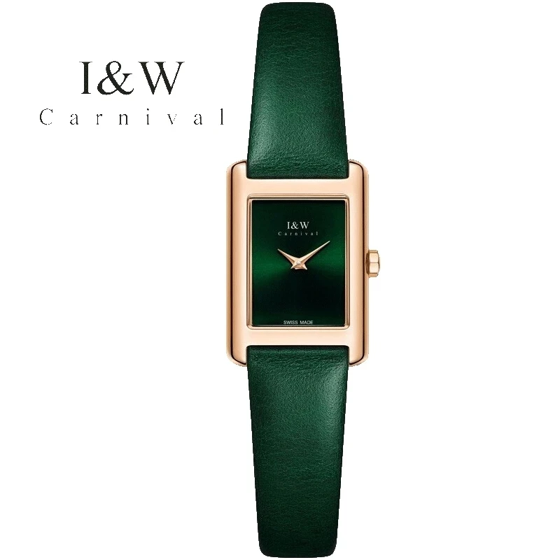 CARNIVAL Fashion Watch for Women Brand Luxury Ultrathin Square Leather Casual Girls Quartz Wristwatch 30m Waterproof Reloj Mujer