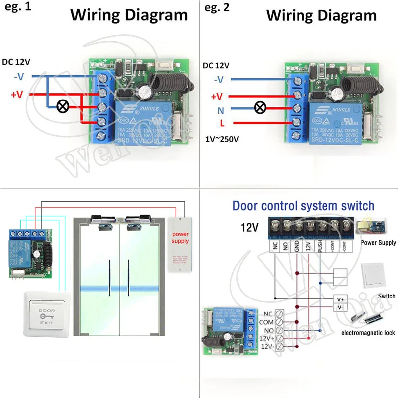 Electronic Lock Switch 12V 10A Wireless Remote Control Relay Module 433MHz Rf Transmitter Key Fob for Smart Home LED DIY | Обустройство