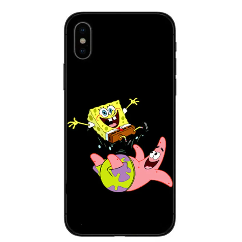 SpongeBobs Квадратные Штаны Губка Bobs лучший друг черный ТПУ Мягкий силиконовый чехол для телефона для iphone 11ProMax X XR XMax 8Plus 7 6 5 - Цвет: TPU