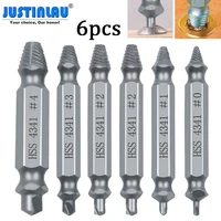 6pcs material damaged screw extractor drill bits guide set broken speed out easy out bolt stud stripped screw remover tools