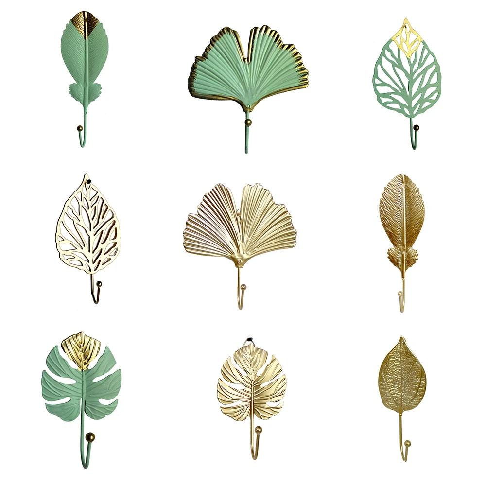 

1PC Nordic Leaf Shape Hook Creative Coat Rack Adhesive Holder Wall Coat Key Hanger Free-Hole Home Wall Hanging Decor
