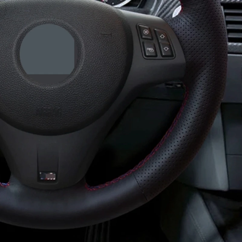 car steering wheel cover hand stitched soft black artificial leather for bmw m sport m3 e90 e91 e92 e93 e87 e81 e82 e88 x1 e84 free global shipping