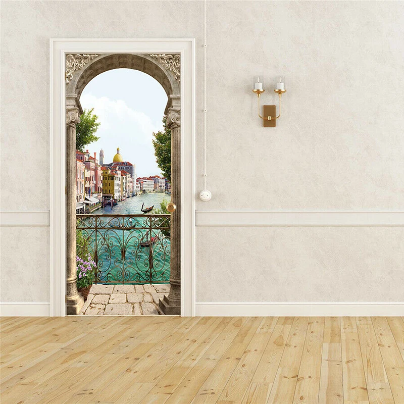 3D наклейки на дверь ПВХ клейкие обои печать высокого качества холсте/пейзажи