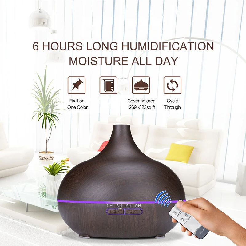 

Aromatherapy Essential Oil Aroma Diffuser With Wood Grain Aromatherapy Diffuser 7 Color LED Light For Home Air Humidifier