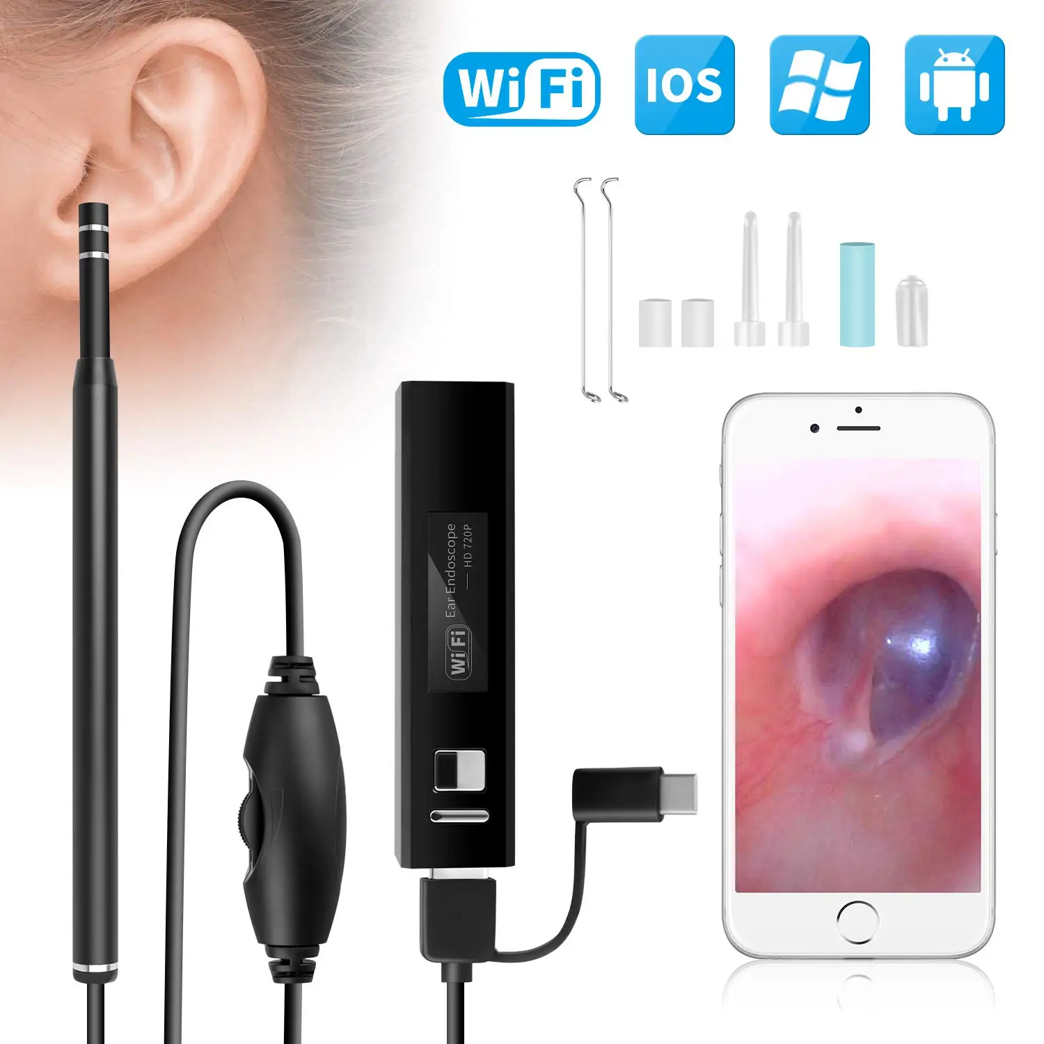 Камера для осмотра ушей 5 мм Отоскоп 3 в 1 USB устройство очистки эндоскоп ушной