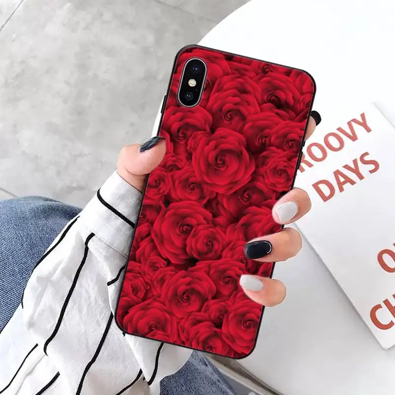 

rose Red flowers art Phone Case for iPhone 11 12 pro XS MAX 8 7 6 6S Plus X 5S SE 2020 XR mini