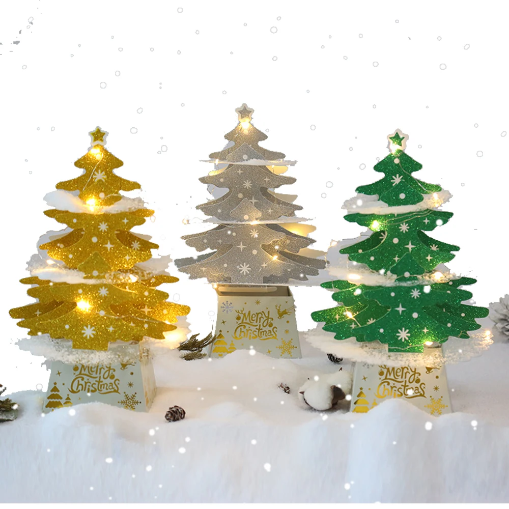 

Mini Christmas Tree Ornaments With Light Home Decorations Xmas Tree Merry Christmas Kids Gift Desktop Decorations Accessories
