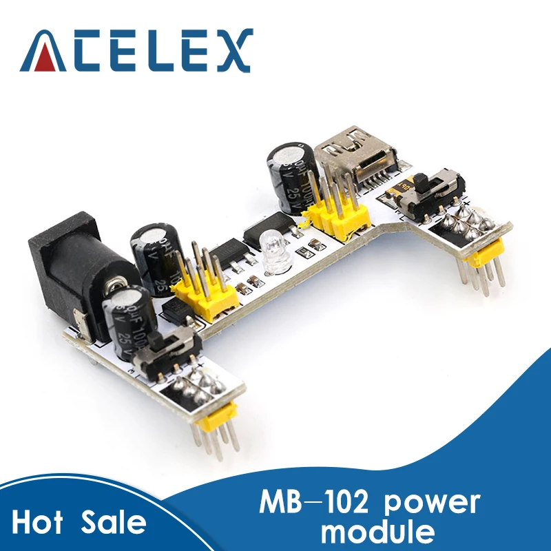 Макетная плата с интерфейсом Mini USB MB102 модуль питания фотомодуль для Arduino белая DC 7