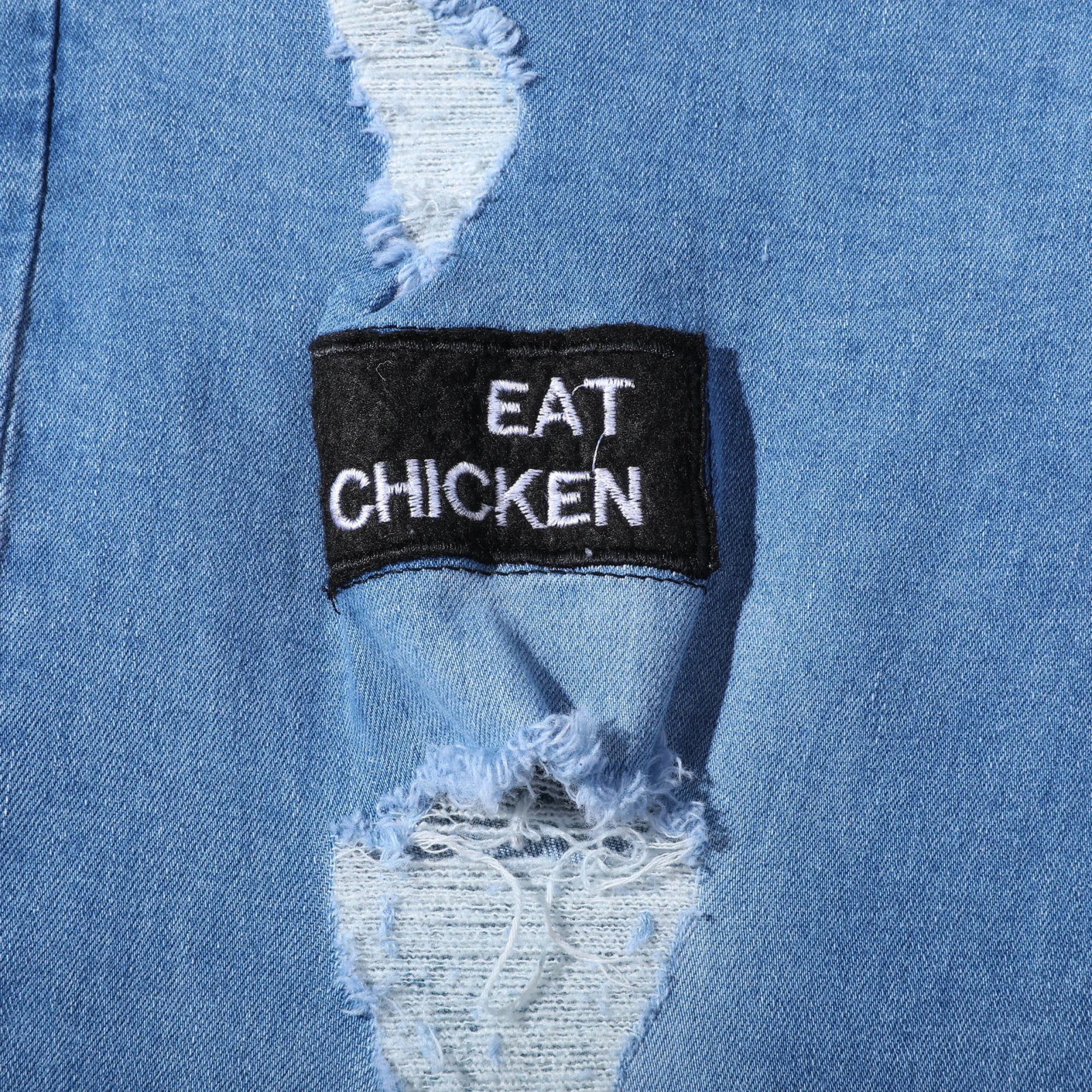 

Stylish Men Pants Badge Ripped Hole Pockets Skinny Jeans Stretchy Tights Denim Pants Slim Classic Cowboys Man Jogging Trousers