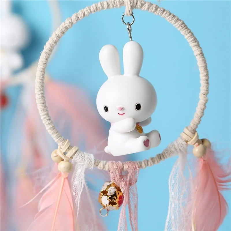 

Car Ornaments Rearview Mirror Wind Chimes Ornaments Cartoon Rabbit Dream Catcher Wind Chimes for Girlfriend Gifts Car Decoration