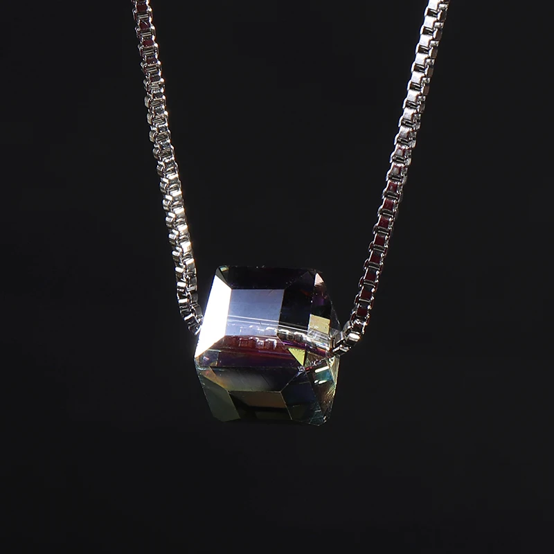 Красочный куб Shellhard длинная звено колье цепочка ожерелья и подвески ювелирные