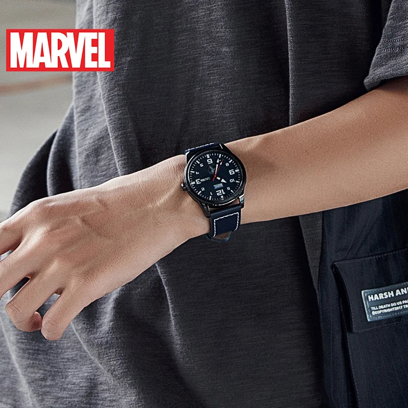 Оригинальные мужские спортивные японские кварцевые наручные часы Disney с Марвел