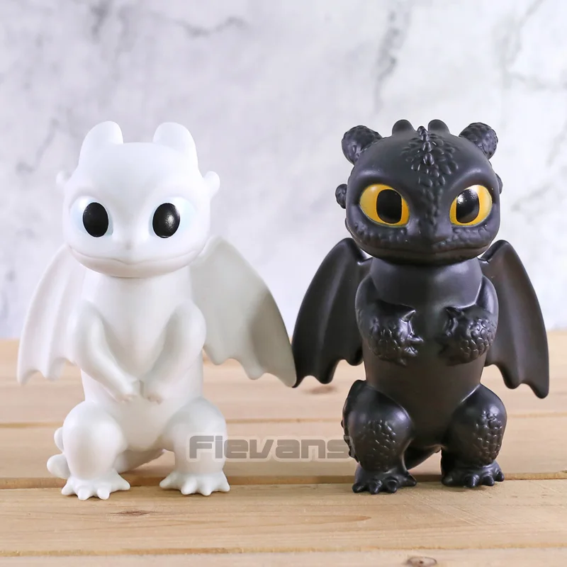 2pcs/set How to Train Your Dragon Toothless Night Fury & Light Fury PVC Figures Toys Kids Gifts