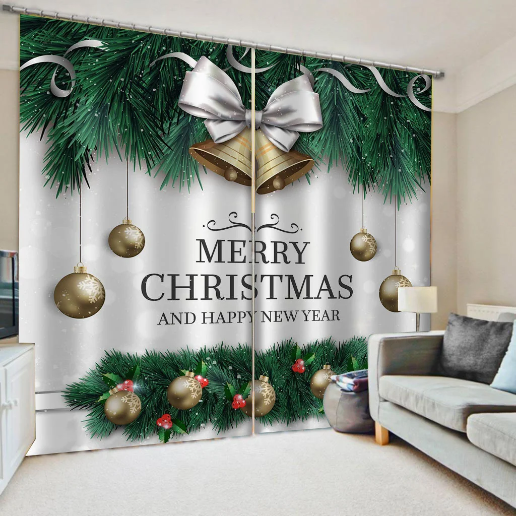 

Рождественский Декор, 3D занавески, затемняющие оконные занавески, занавески для гостиной, спальни, домашний декор, занавески для детской комнаты