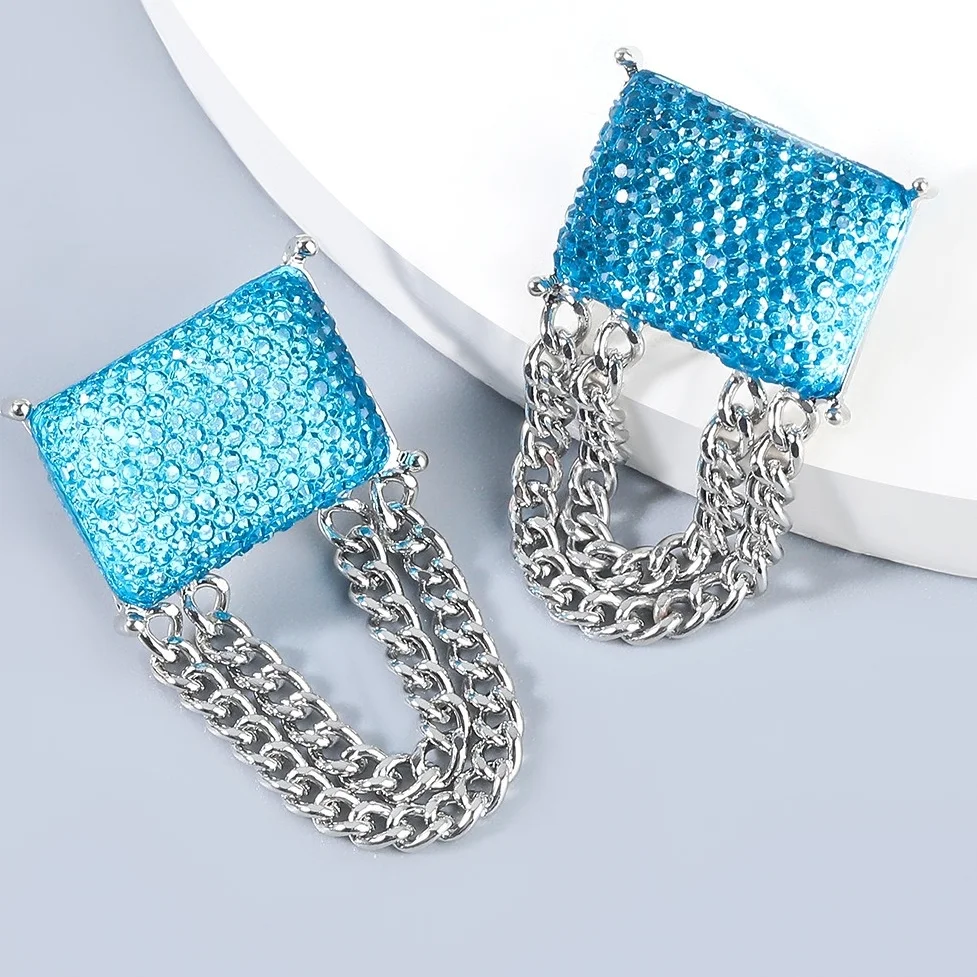 

Retro Alloy Double Layer Chain Geometric Tassel Earrings for Woman